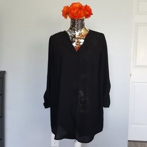 Pure Energy Black Sheer Tunic Sz X